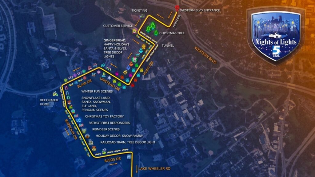 WRAL Nights of Lights map